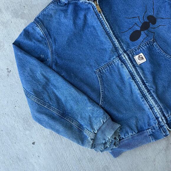 Vintage Y2K Carhartt Y07 DST denim hooded work wear jacket - Picture 2 of 9